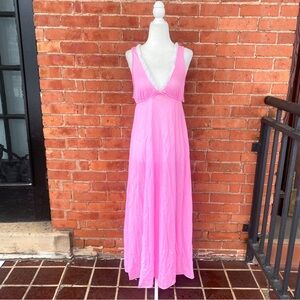 ruffley hot pink slip dress